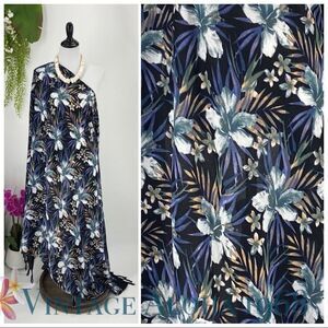 Black/Purple Hibiscus Plumeria Palm SARONG Pareo Beach Wrap Skirt Summer Scarf